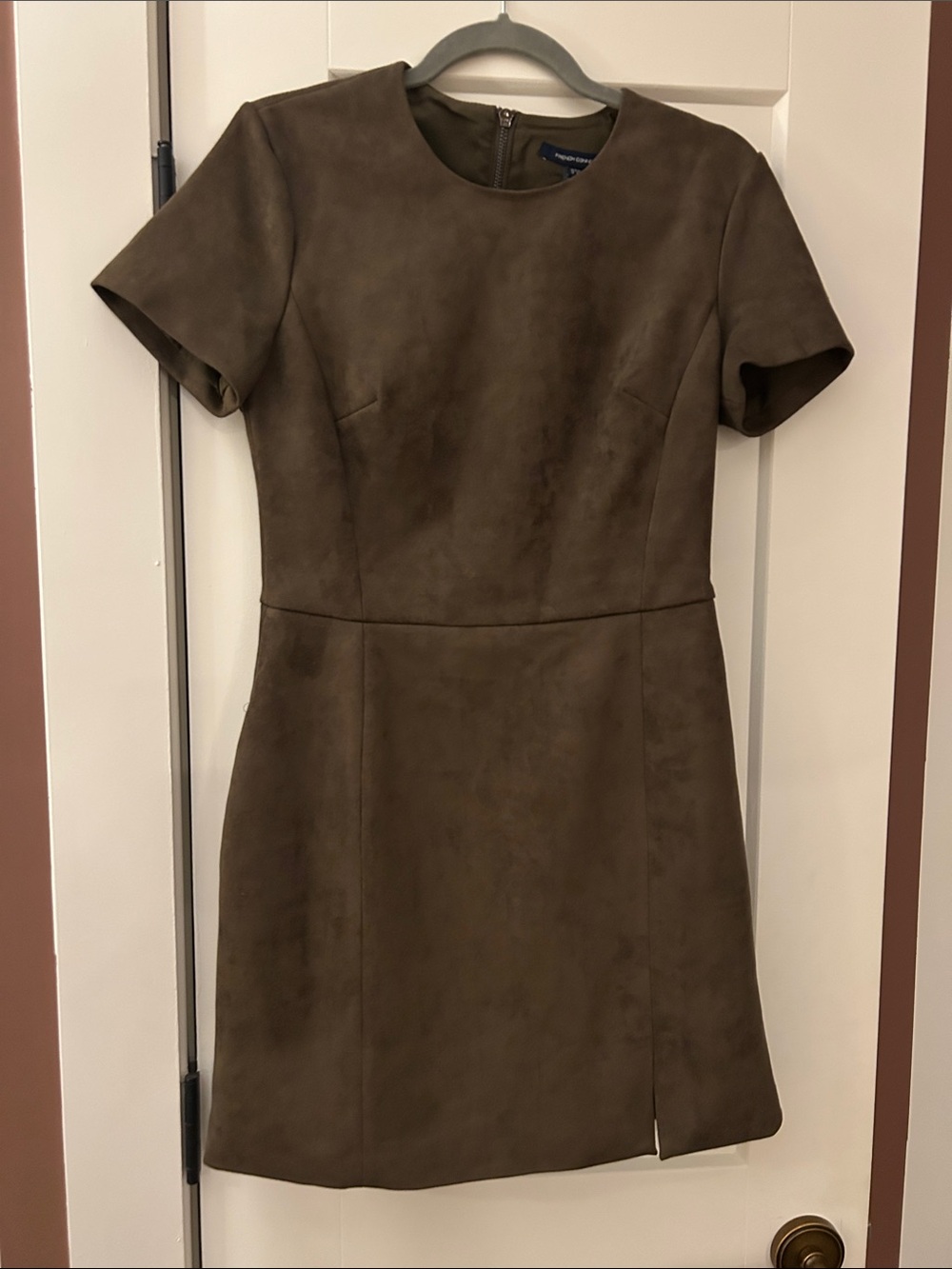 French Connection NWT Olive Green Faux-Suede Dress with Back Zipper
